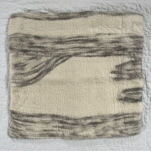 West Elm All Wool Front Accent Throw Pillow Cover Cotton Back Ivory Gray 20 x 20